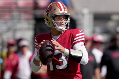 San Francisco 49ers quarterback Brock Purdy looks to pass against the Arizona Cardinals.