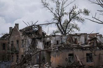 A view of a damaged residential buildingin the front line city of Chasiv Yar in Donetsk region, Ukraine, on October 16, 2024.