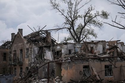 A view of a damaged residential buildingin the front line city of Chasiv Yar in Donetsk region, Ukraine, on October 16, 2024.