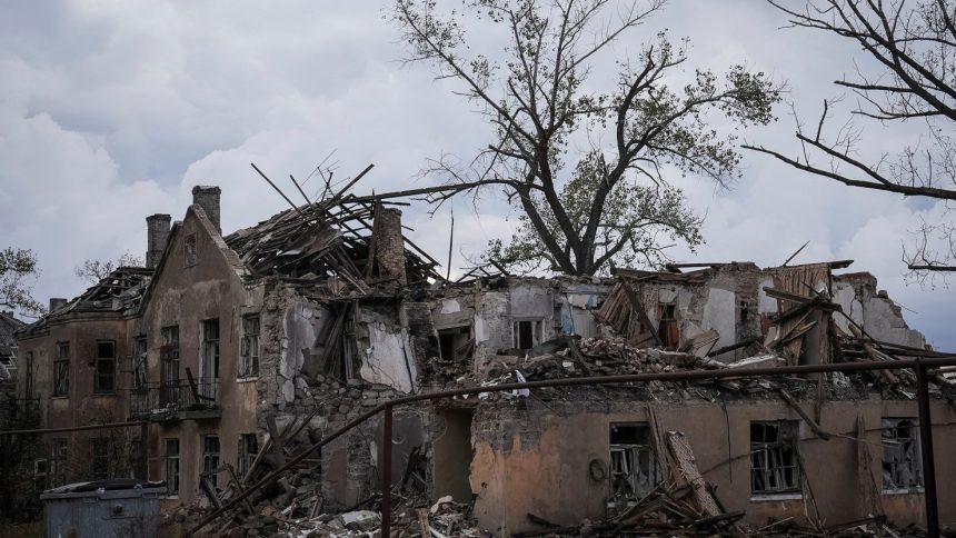 A view of a damaged residential buildingin the front line city of Chasiv Yar in Donetsk region, Ukraine, on October 16, 2024.