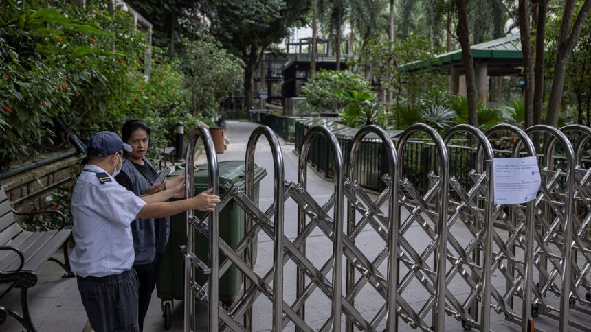 Part of the zoo is seen closed after 11 monkeys died of sepsis following melioidosis infection in the past week, in Hong Kong on October 21, 2024.