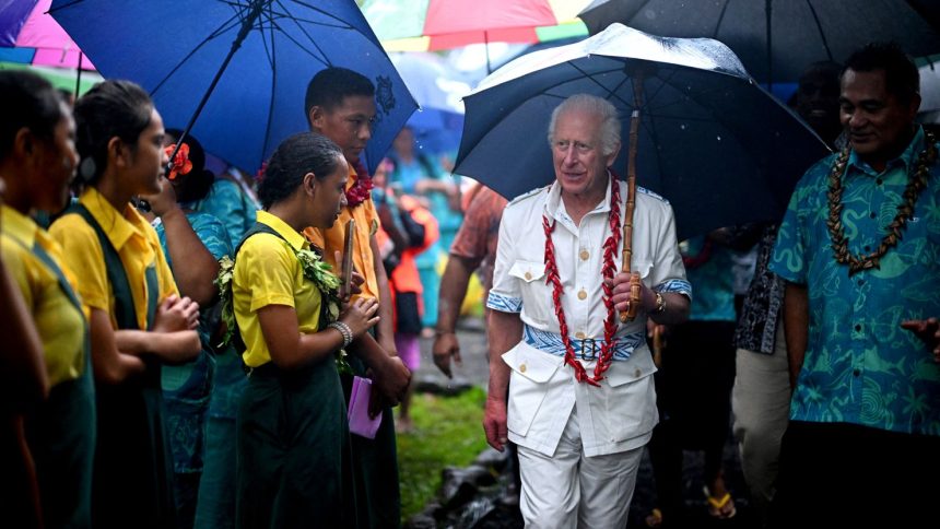 King Charles visits O Le Pupu-Pue National Park in Samoa on October 24, 2024, at the start of the Commonwealth summit.