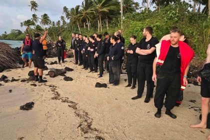 Crew members of the HMNZS Manawanui were rescued from the sinking vessel.