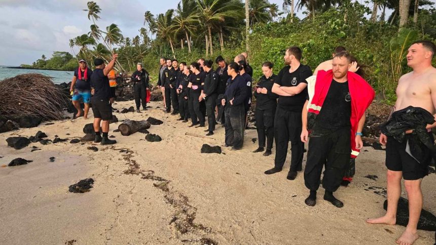 Crew members of the HMNZS Manawanui were rescued from the sinking vessel.