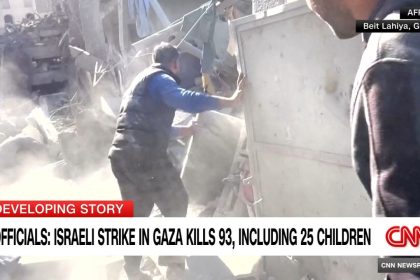 The director of a hospital in northern Gaza has said that more than 90 bodies have been identified following an airstrike on a multi-story building in Beit Lahiya. CNN's Jeremy Diamond reports.