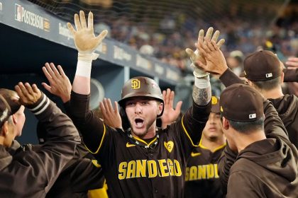 San Diego Padres' Jackson Merrill his two-run home against the Los Angeles Dodgers.