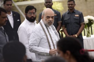 India's Home Minister Amit Shah is seen in Mumbai, India, on October 10, 2024.