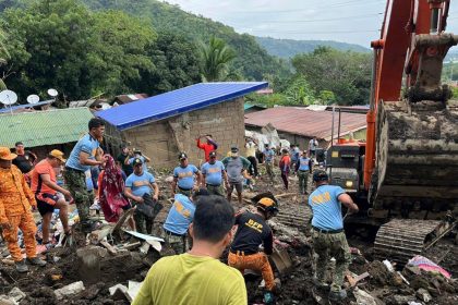 Volunteers continue rescue operations after a recent landslide triggered by Tropical Storm Trami struck Talisay, Batangas province, Philippines leaving thousands homeless and several villagers dead on October 26, 2024.