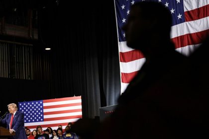 Former President Donald Trump speaks at a campaign rally at the Tucson Music Hall in Tucson, Arizona, on September 12.