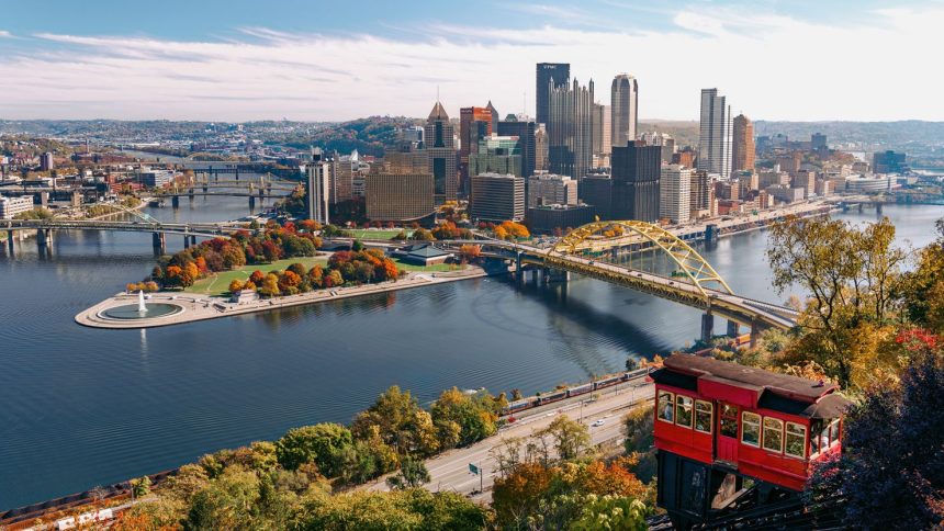 The historic Duquesne Incline offers sweeping views over Pittsburgh and its many bridges.