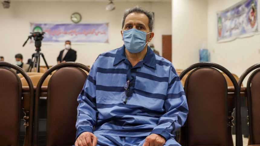 Jamshid Sharmahd at the first hearing of his trial in the capital Tehran on February 6, 2022.