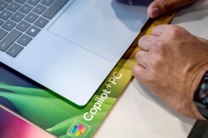 A Samsung Galaxy Book4 Edge laptop with Microsoft Copilot+ PC at a Best Buy store in Union City, California, in June 2024. Microsoft announced a major update to its Copilot AI system on Tuesday.