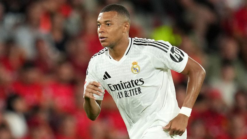 Kylian Mbappé playing for Real Madrid in August.