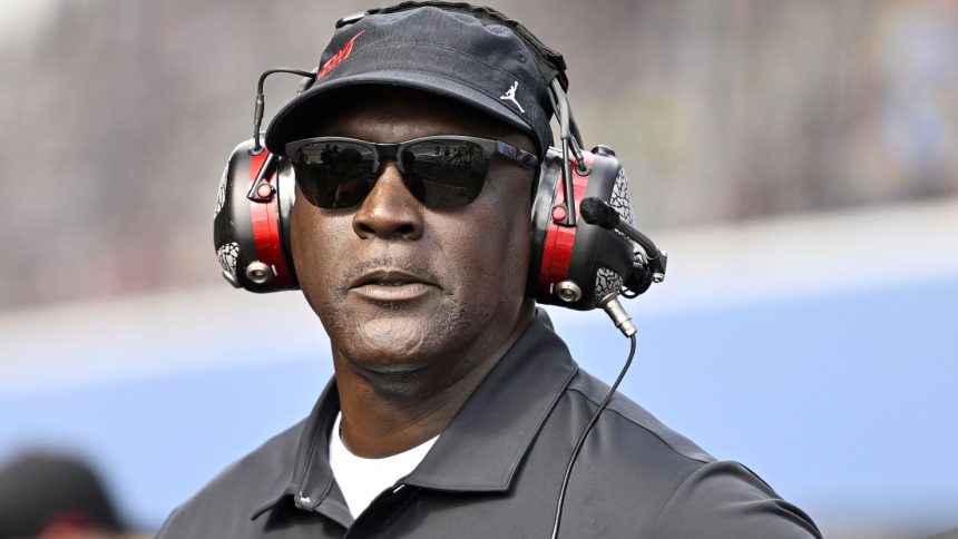 BROOKLYN, MICHIGAN - AUGUST 18: Michael Jordan, NBA Hall of Famer and co-owner of 23XI Racing looks on during the NASCAR Cup Series FireKeepers Casino 400 at Michigan International Speedway on August 18, 2024 in Brooklyn, Michigan. (Photo by Logan Riely/Getty Images)