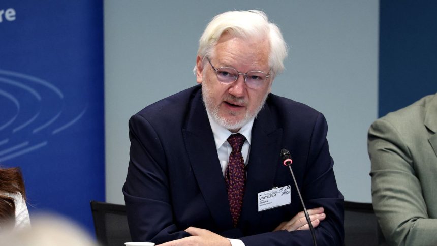 WikiLeaks founder Julian Assange speaks during a parliamentary hearing at the Council of Europe in Strasbourg, France, on October 1.