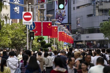 Shoppers on Nanjing East Road in Shanghai, China, on October 2, 2024.