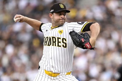 Michael King throws a pitch against the Atlanta Braves during the second inning at Petco Park.