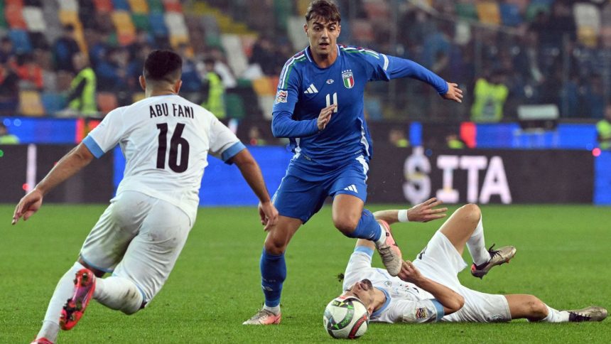 Italy's Daniel Maldini made his debut against Israel on Monday.