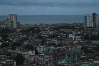 A general view of the city during a nationwide blackout caused by a grid failure in Havana, taken on October 18, 2024.