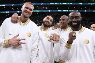 The Boston Celtics received their championship rings for winning the NBA title last season.