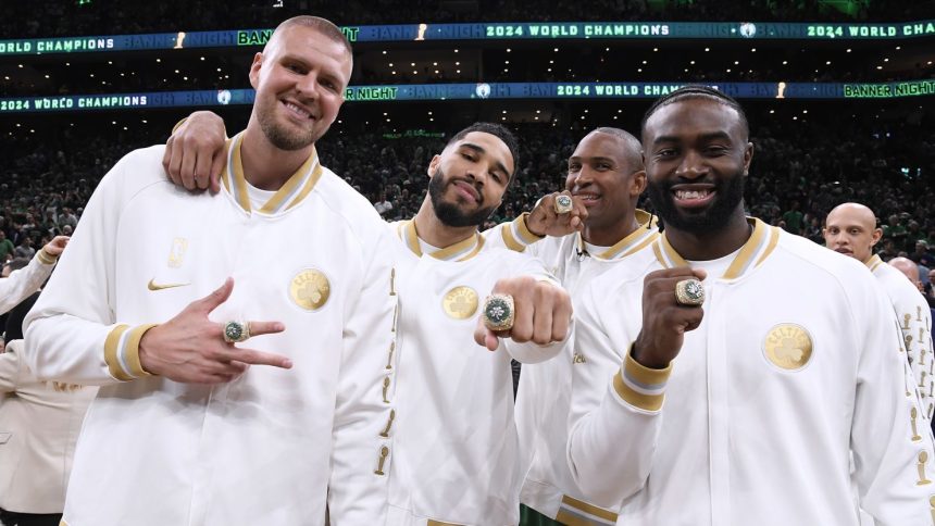 The Boston Celtics received their championship rings for winning the NBA title last season.