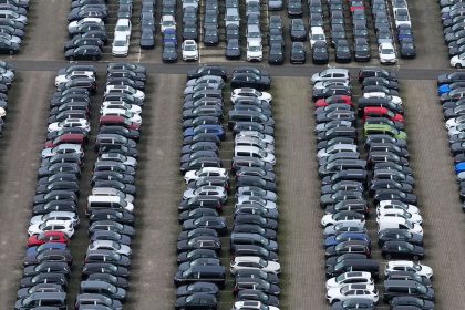 Volkswagen cars pictured in Wolfsburg, Germany on October 28, 2024.