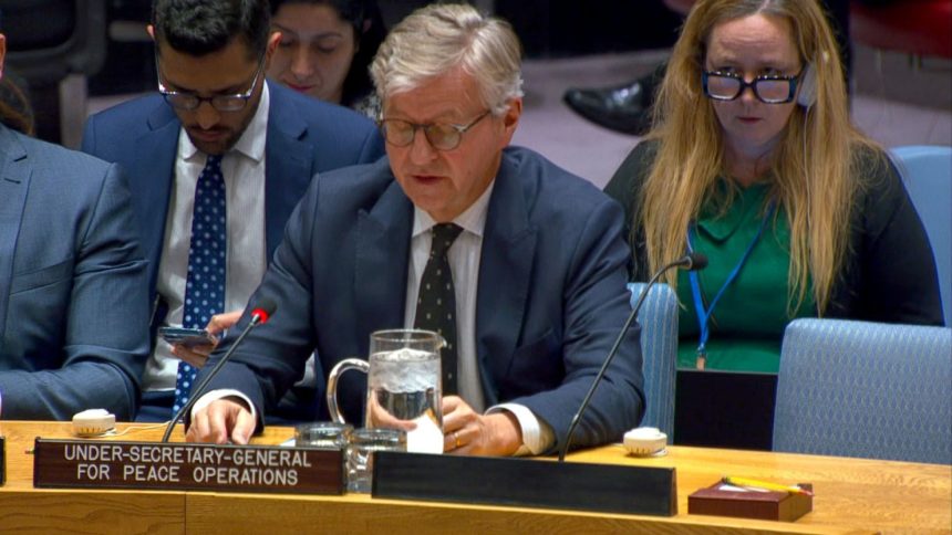 UN Under-Secretary-General for Peace Operations Jean-Pierre Lacroix speaks during a UN Security Council meeting on October 10, 2024.