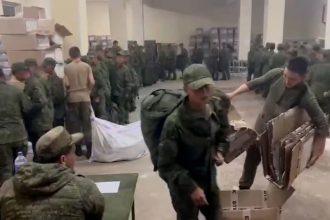 Video provided to CNN by the Ukrainian Center for Strategic Communication and Information Security appears to show North Korean soldiers receiving Russian uniforms and equipment at the Sergeevka Training Ground in the Far East of Russia.