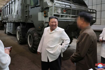 North Korean leader Kim Jong Un visits a key military factory in this undated photo released by North Korea's Korean Central News Agency (KCNA) on August 14, 2023.