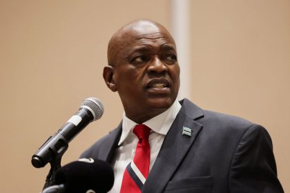 President Mokgweetsi Masisi concedes defeat in Gaborone, Botswana, on Friday.