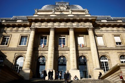 The trial began Monday at the courthouse in Ile de la Cite in Paris, France.