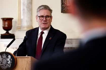 Britain's Prime Minister Keir Starmer hosts a reception for teachers and teaching assistants at 10 Downing Street, in central London, on November 6.