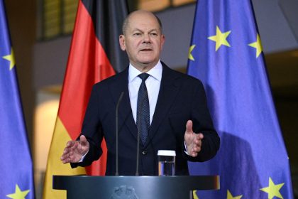 German Chancellor Olaf Scholz attends a media briefing after sacking Finance Minister Christian Lindner on Wednesday.