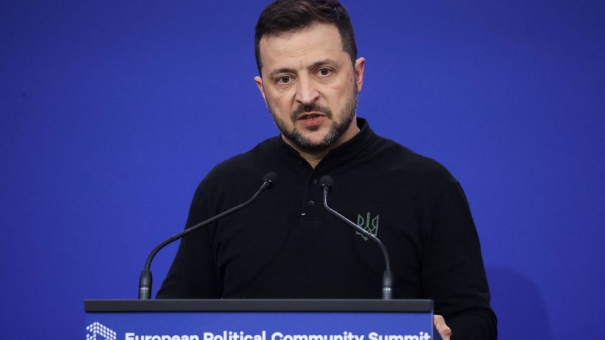 Ukraine's President Volodymyr Zelenskiy speaks at a press conference during the European Political Community Summit in Budapest, Hungary, November 7, 2024.