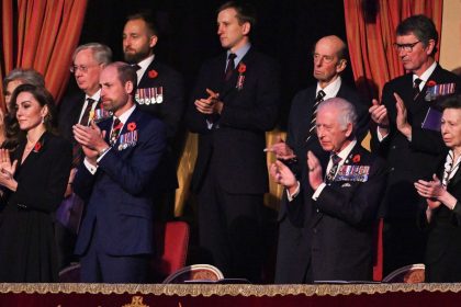 Britain's Catherine, Princess of Wales, attends "The Royal British Legion Festival of Remembrance" at the Royal Albert Hall in London on November 9 with other members of the royal family.