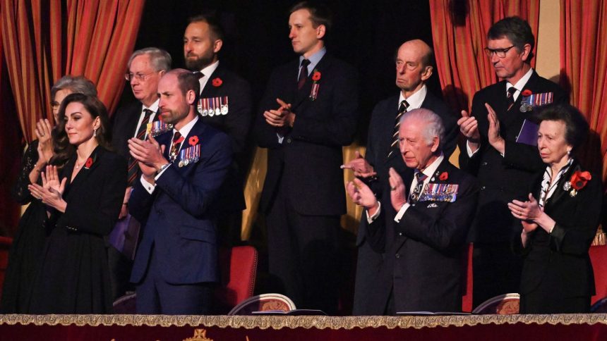 Britain's Catherine, Princess of Wales, attends "The Royal British Legion Festival of Remembrance" at the Royal Albert Hall in London on November 9 with other members of the royal family.