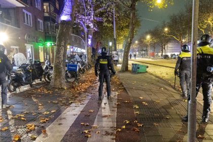 Dutch police patrol after riots in Amsterdam, The Netherlands on November 11, 2024.