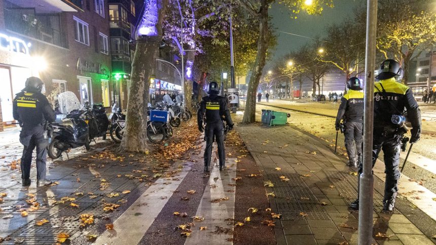 Dutch police patrol after riots in Amsterdam, The Netherlands on November 11, 2024.