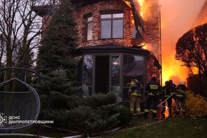 Firefighters work at the site of a Russian missile strike in Dnipro, Ukraine on Thursday.