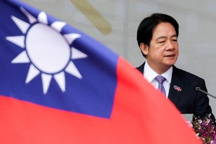 Taiwan President Lai Ching-te speaking during the island's national day in Taipei, Taiwan, on October 10, 2024.