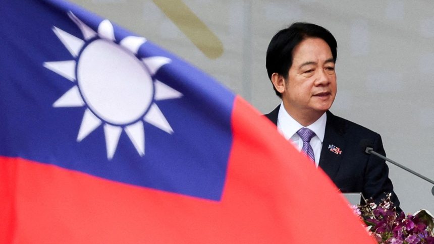 Taiwan President Lai Ching-te speaking during the island's national day in Taipei, Taiwan, on October 10, 2024.