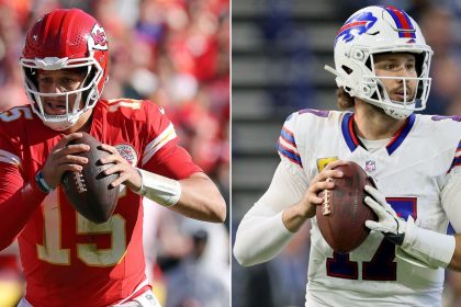 Patrick Mahomes (left) and Josh Allen (right) will face off yet again as the Kansas City Chiefs travel to play the Buffalo Bills in Week 11.