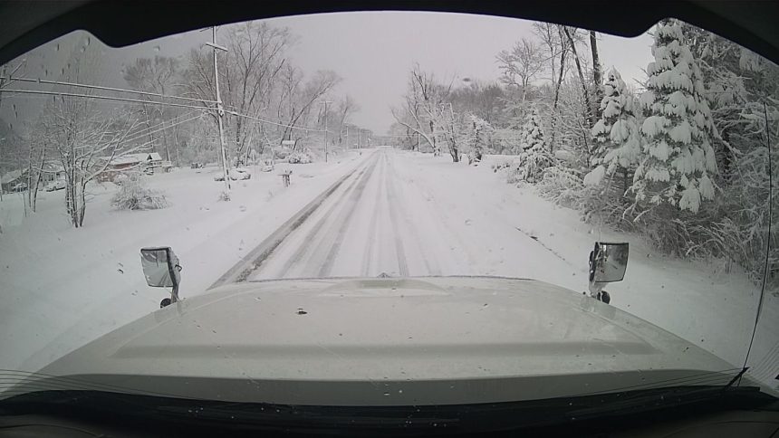 The Ohio Department of Transportation sent more than a dozen crews to treat roads as lake-effect snow fell in Ashtabula County on Friday.