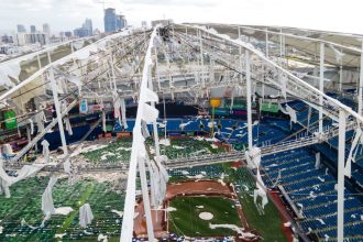 Hurricane Milton destroyed the roof of Tropicana Field in October.