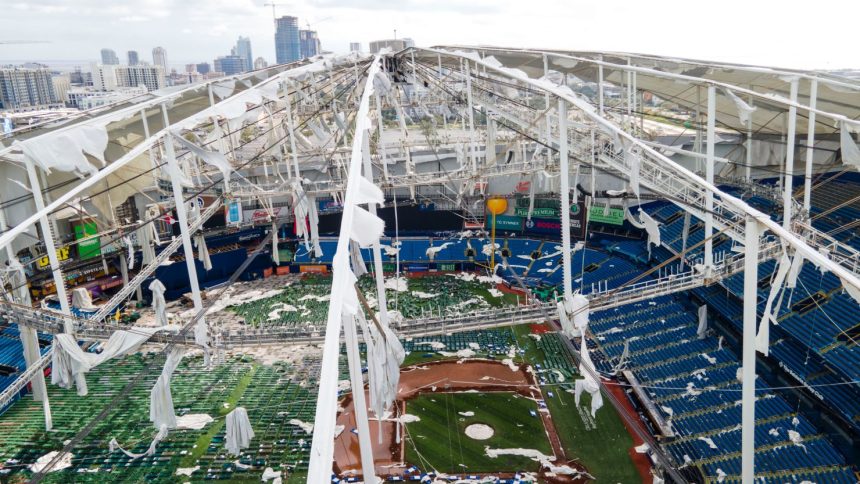 Hurricane Milton destroyed the roof of Tropicana Field in October.