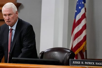 Athens-Clarke County Superior Court Judge H. Patrick Haggard speaks in court in Athens, Georgia, on October 11.