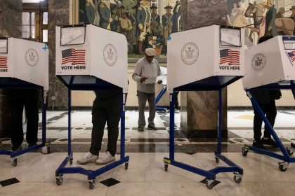 Voters cast their ballots at the Bronx County Supreme Court in New York on November 5, 2024.