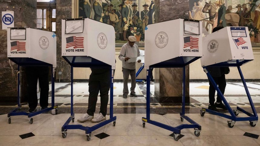 Voters cast their ballots at the Bronx County Supreme Court in New York on November 5, 2024.