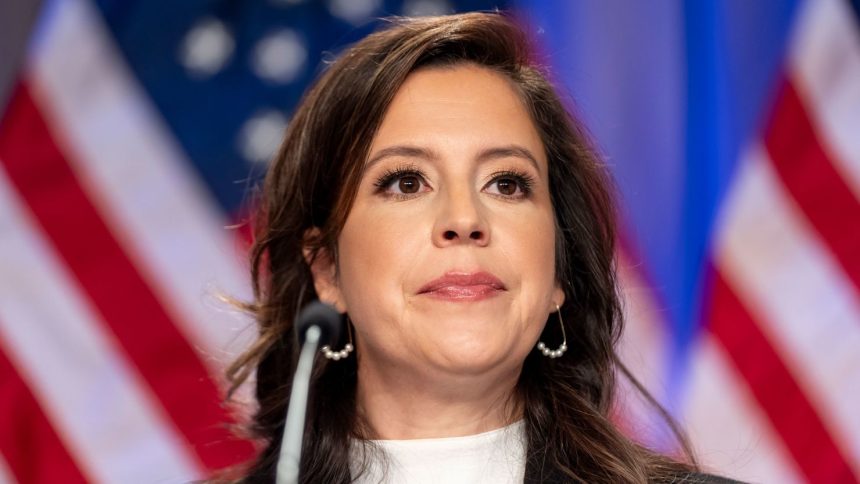 Rep. Elise Stefanik is seated before President-elect Donald Trump arrives at a meeting of the House GOP conference on November 13, 2024, in Washington.