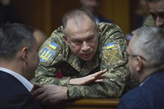 Oleksandr Syrskyi, Commander-in-Chief of Ukraine's Armed Forces, speaks to parliamentarians in Kyiv on Tuesday.